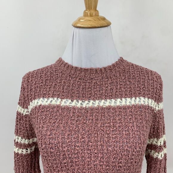 Anthropologie Gwen Textured Knit Tee Womens XS Extra Small Fitted Mid Sleeves - Picture 4 of 13